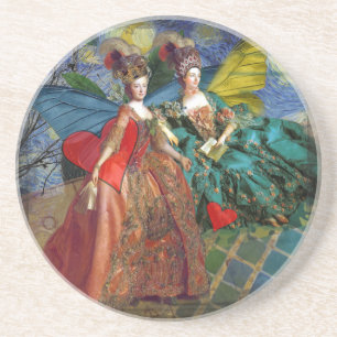 Klassieke Gotische Tweeling Whimsical Vlinder Vrou Zandsteen Onderzetter