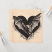 Klassieke Gotische Vleermuis Valentijnsdag Gotisch Kaart (Voorkant / Achterkant in situ)