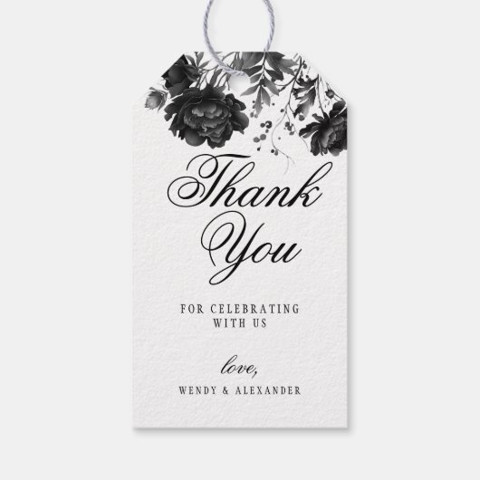 Klassieke Gotische Witte Bruiloft Dank u Cadeaulabel (Achterkant)