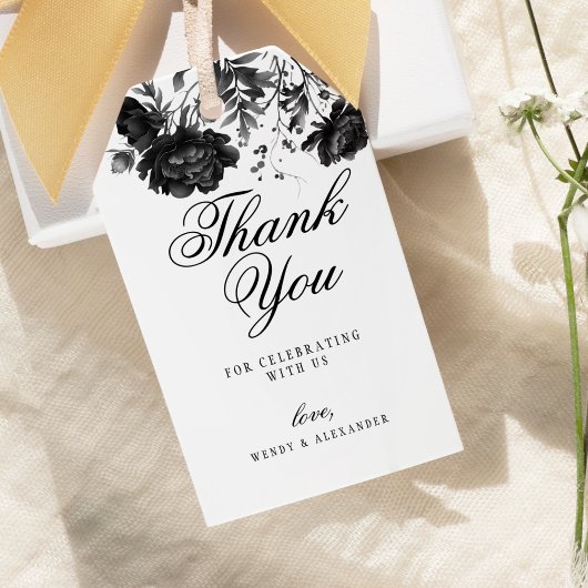 Klassieke Gotische Witte Bruiloft Dank u Cadeaulabel