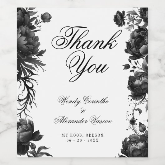 Klassieke Gotische Witte Bruiloft Dank u Wijn Etiket (Enkel label)