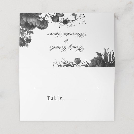 Klassieke Gotische Witte Bruiloft Gevouwen Plaats  Plaatskaartje (Buitenkant ongevouwen)