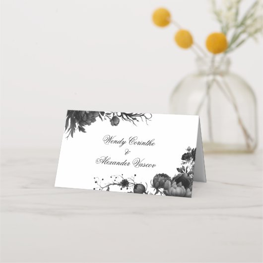 Klassieke Gotische Witte Bruiloft Gevouwen Plaats  Plaatskaartje (Achterkant)