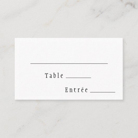 Klassieke Gotische Witte Bruiloft Menu Keuze Vlak Plaatskaartje (Voorkant)