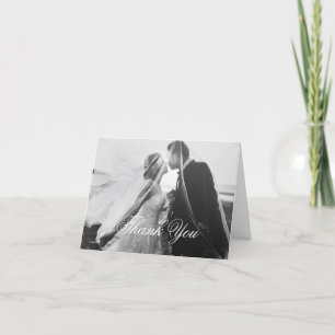 Klassieke Gotische Witte Huwelijksfoto Gevouwen Bedankkaart