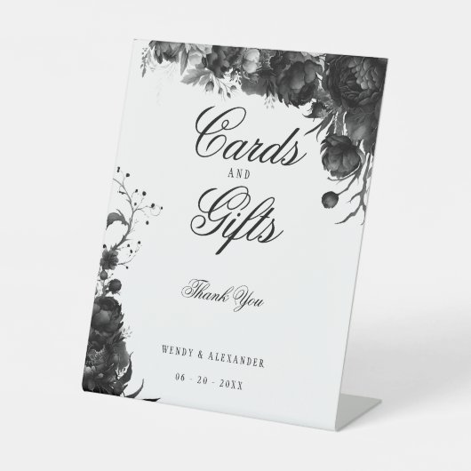 Klassieke Gotische Witte Huwelijkskaarten en Gifte Reclamebord Met Voetstuk (Voorkant)