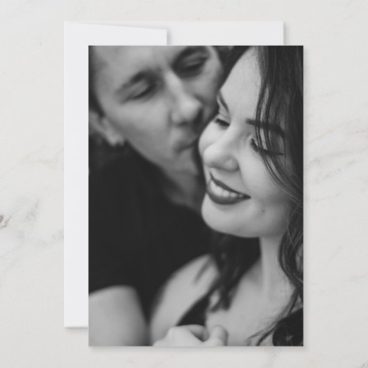 Klassieke Gotische Witte Maan Monogram Huwelijksfo Kaart (Achterkant)