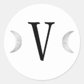 Klassieke Gotische Witte Monogram Maan Envelopzege Ronde Sticker (Voorkant)