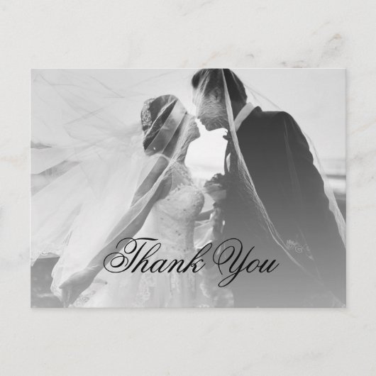 Klassieke Gotische Zwart Bruiloft Foto Dank u Briefkaart (Voorkant)