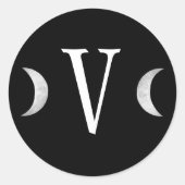 Klassieke Gotische Zwart Monogram Maan Envelop Sea Ronde Sticker (Voorkant)