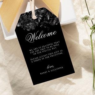 Klassieke Gotische Zwarte Bestemming Bruiloft Welk Cadeaulabel