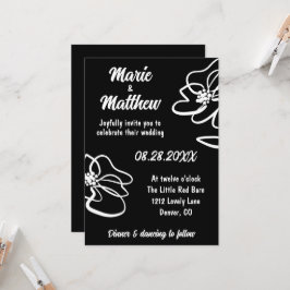 Klassieke Gotische Zwarte Bloemen Huwelijksuitnodi Kaart