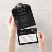 Klassieke Gotische Zwarte Bruiloft All In One Uitnodiging (Afscheurbaar)