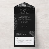 Klassieke Gotische Zwarte Bruiloft All In One Uitnodiging (Binnen)