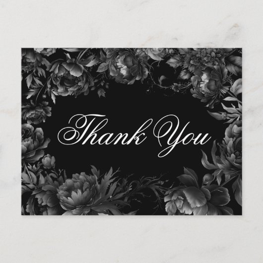 Klassieke Gotische Zwarte Bruiloft Dank u Briefkaart (Voorkant)