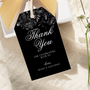 Klassieke Gotische Zwarte Bruiloft Dank u Cadeaulabel
