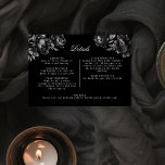 Klassieke Gotische Zwarte Bruiloft Details Informatiekaartje<br><div class="desc">Introductie van de tijdloze allure van onze Classic Gothic Black Wedding Details Behuizing Kaart ontwerp, waar elegantie voldoet aan de etherische. Een betoverende toets van donkere romance versierd met ingewikkelde botanische motieven, met zwarte achtergronden verfraaid met weelderige pioenrozen en delicate rozen die een humeurige verfijning uitstralen die perfect is voor...</div>
