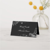 Klassieke Gotische Zwarte Bruiloft Gevouwen Plaats Plaatskaartje (Achterkant)