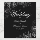 Klassieke Gotische Zwarte Bruiloft Wijn Etiket (Enkel label)