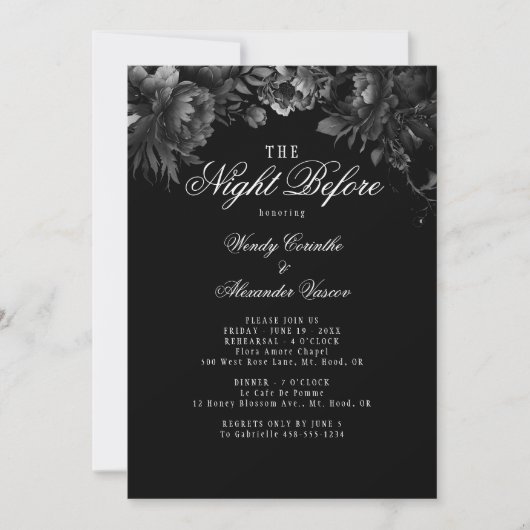 Klassieke Gotische Zwarte Nacht voor repetitie din Kaart (Voorkant)