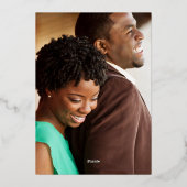 Klassieke goud- en witte script foto save the date folie uitnodiging (Achterkant)