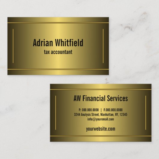 Klassieke Goud Ingelijste Bars Horizontale Account Visitekaartje (Voorkant / Achterkant)