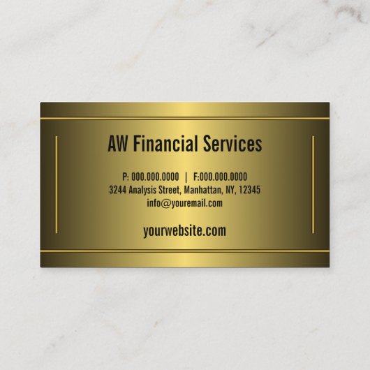 Klassieke Goud Ingelijste Bars Horizontale Account Visitekaartje (Achterkant)