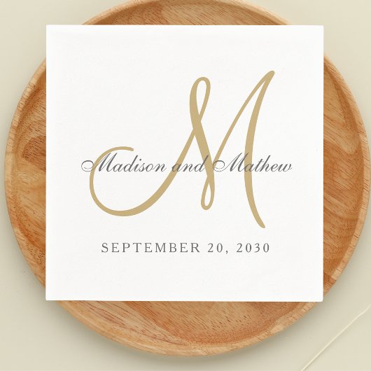 Klassieke Goud Monogram Elegant Wedding Servet