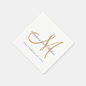 Klassieke Goud Monogram Elegant Wedding Servet (Hoek)