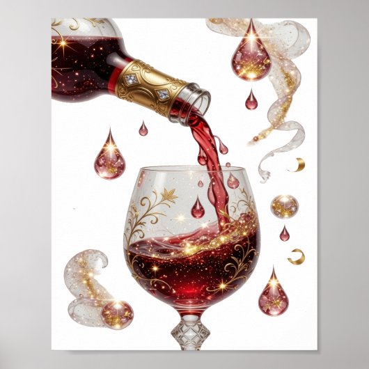 Klassieke Goud RODE WIJN Poster (Voorkant)