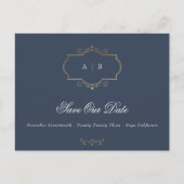 klassieke goudcrest Nave Blue Folie Save the Date Aankondigingskaart (Voorkant)