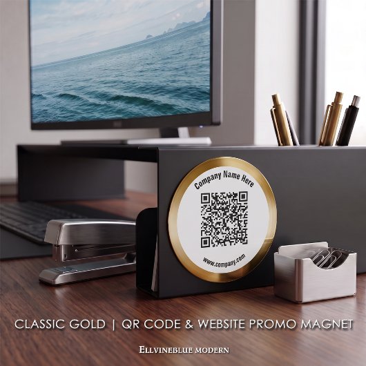 Klassieke Gouden Aangepaste QR-code & Website Prom Magneet
