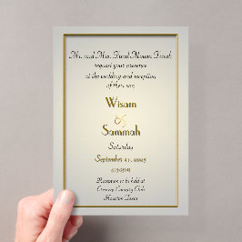 Klassieke gouden acryl bruiloft uitnodiging