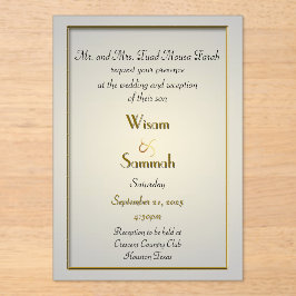 Klassieke gouden acryl bruiloft uitnodiging