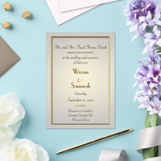 Klassieke gouden acryl bruiloft uitnodiging (Insitu (Huwelijk))