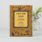 Klassieke Gouden Art Nouveau Bruiloft Save The Date (Staand voorkant)