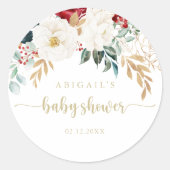Klassieke gouden Baby shower Favor Ronde Sticker (Voorkant)