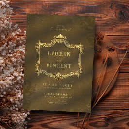 Klassieke  Gouden Barok Lijst Fotobruiloft Kaart