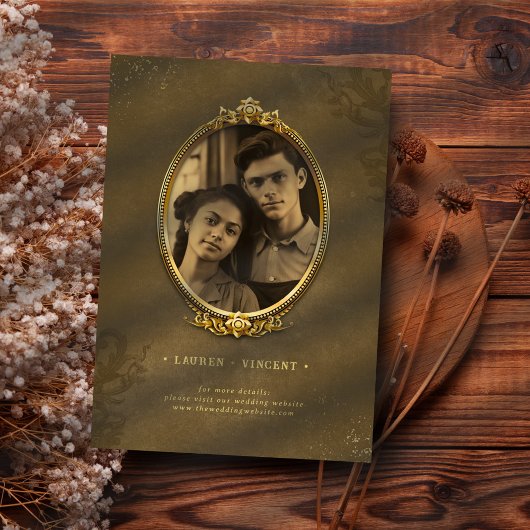 Klassieke  Gouden Barok Lijst Fotobruiloft Kaart