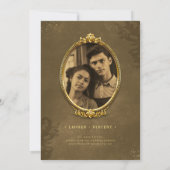 Klassieke  Gouden Barok Lijst Fotobruiloft Kaart (Achterkant)