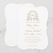 Klassieke Gouden Bloemen Monogram Kreeft Huwelijk Kaart (Voorkant / Achterkant)