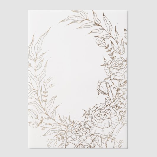 Klassieke Gouden Bloemenkrans Trouwbedekking Vellum Uitnodigingen (Voorkant)