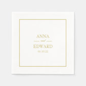 Klassieke gouden blok bruid en bruidegom bruiloft servet (Voorkant)