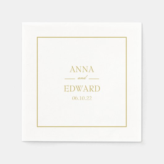 Klassieke gouden blok bruid en bruidegom bruiloft servet (Voorkant)