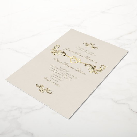 Klassieke gouden bruiloft folie uitnodiging (Gedraaid)