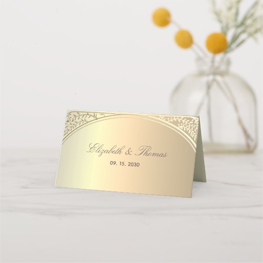 Klassieke gouden bruiloft plaatskaartje (Achterkant)