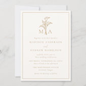 Klassieke Gouden Calla Lelie Monogram Bruiloft Kaart (Voorkant)