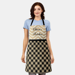 Klassieke gouden Chevron Gingham Persoonlijke Schort