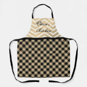 Klassieke gouden Chevron Gingham Persoonlijke Schort (Voorkant)