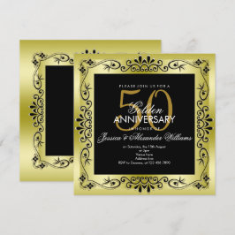 Klassieke gouden decoratieve lijst 50ste huwelijks kaart